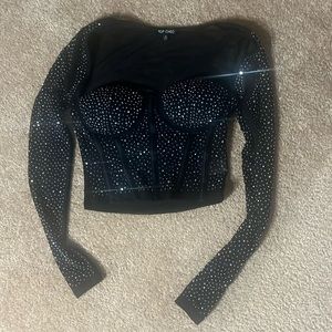 Rhinestone long sleeve top